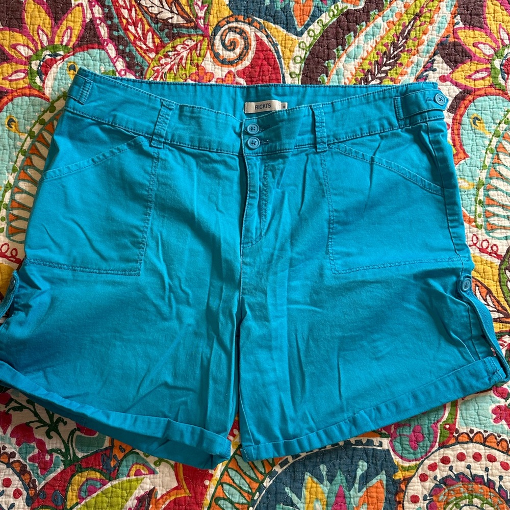 Ricki's Blue Cargo Shorts Vibrant Cotton Blend 14 EUC